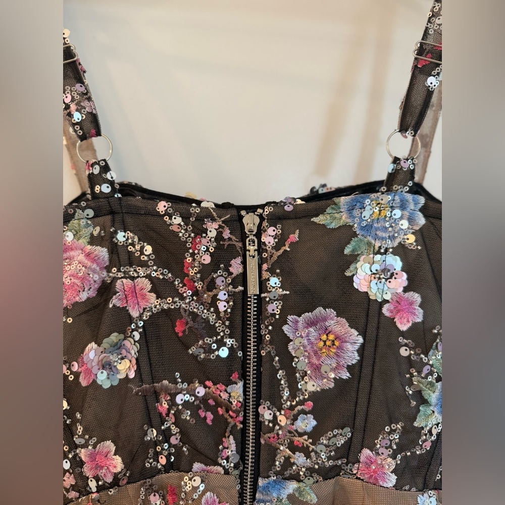 NWOT BRONX AND BANCO MIDNIGHT EMBROIDERED FLORAL GOWN - Picture 13 of 15